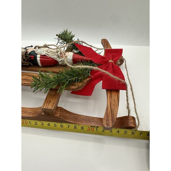 Vintage Merry Christmas Wood Sled Hand Painted 18 X 6.5 Decor Country Cottage - Picture 3 of 6